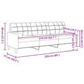 3-osobowa sofa z poduszkami, ciemnoszara, 210 cm, obita tkaniną
