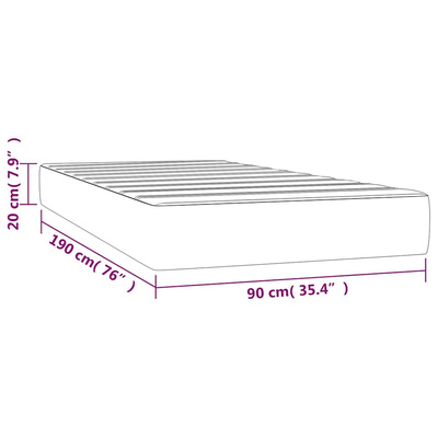 Materac kieszeniowy, średnia twardość, ciemnoszary, 90x190x20 cm, tkanina