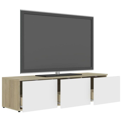vidaXL Szafka pod TV, biel i dąb sonoma, 120x34x30 cm