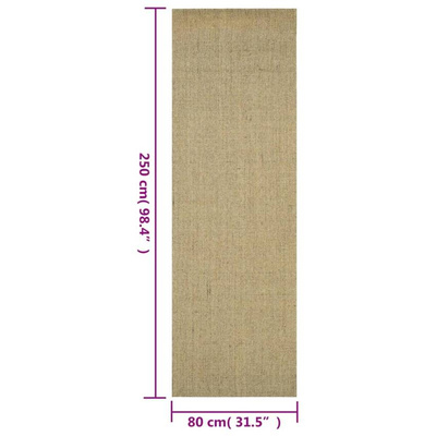 vidaXL Dywanik, naturalny sizal, 80x250 cm, zielony