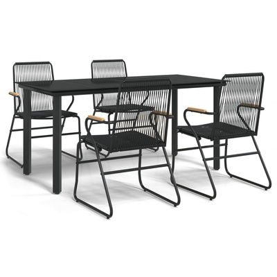 5-częściowy zestaw mebli ogrodowych, czarny, rattan PVC