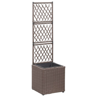 Donica z kratką i 1 wkładem, 30x30x107 cm, polirattan, brązowa