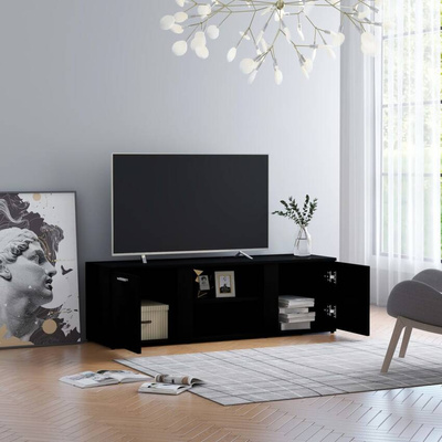 vidaXL Szafka pod TV, czarna, 120x34x37 cm, materiał drewnopochodny