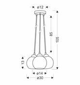 nubia lampa wisz ca czarny 3x60w E27 klosz z oty