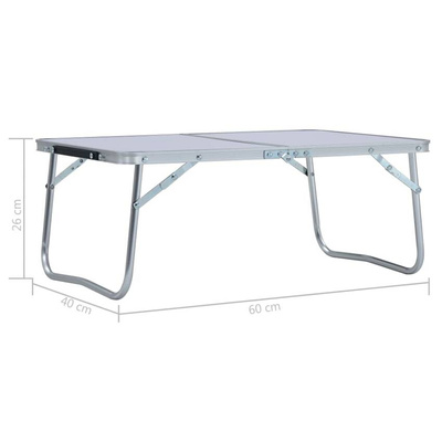 vidaXL Składany stolik turystyczny, biały, aluminiowy, 60x40 cm