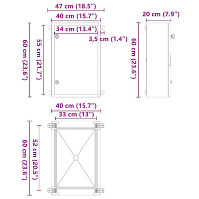 Szafka sterownicza Szary 47 x 20 x 50 cm Plastik ABS