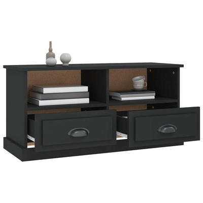 vidaXL Szafka pod TV, czarna, 93x35,5x45 cm, materiał drewnopochodny