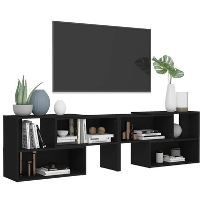 vidaXL Szafka pod TV, czarna, 149x30x52 cm, materiał drewnopochodny