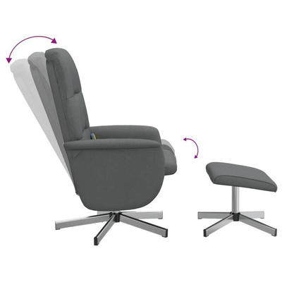vidaXL Rozkładany fotel masujący z podnóżkiem, ciemnoszary, tkanina
