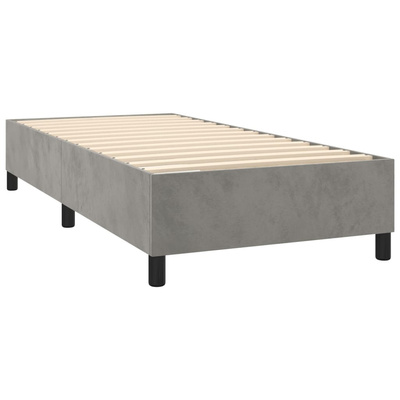 vidaXL Łóżko kontynentalne z materacem, jasnoszare, aksamit, 80x200 cm model standard