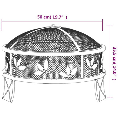 vidaXL Palenisko z pogrzebaczem, 50 cm, XXL, stal