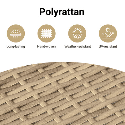 7-cz. zestaw mebli ogrodowych z poduszkami, beżowy, polirattan