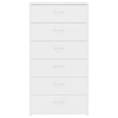 vidaXL Komoda, 6 szuflad, biała, 50x34x96 cm, materiał drewnopochodny
