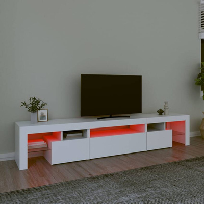 vidaXL Szafka pod TV z oświetleniem LED, biała, 215x36,5x40 cm