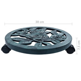 Stojaki na kółkach pod donice, 6 szt., zielone, 38 cm, plastik