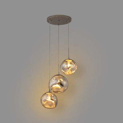 Lampa Wisząca srebrna  Szklana 3x E27 Abruzzo Sfero