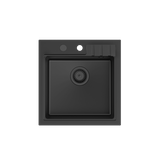 PETER 110 GraniteQ zlewozmywak granitowy pure carbon 1-komorowy z/o (50x52x20) z syfonem pure carbon