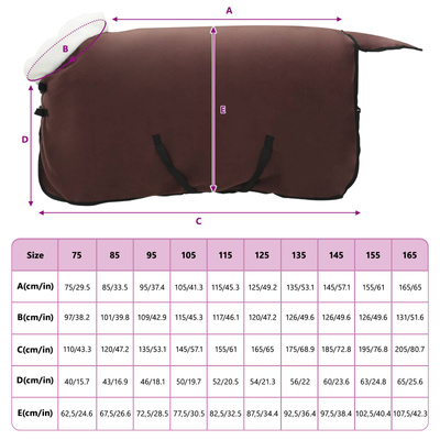 Koc dla Koni Ciemny brąz 115 cm Polarowy fleece