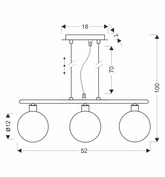 SOMUL lampa wisząca 3x20W G9 chrom klosze szklane 12 cm grafitowe nowoczesna elegancka oprawa oświetleniowa salon jadalnia kuchnia