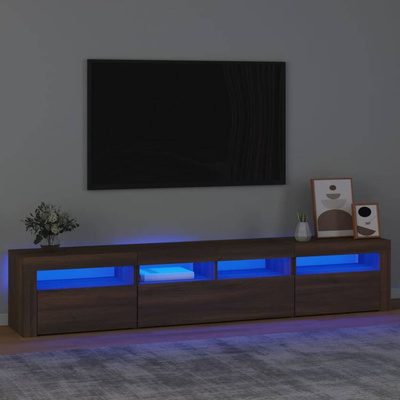 vidaXL Szafka pod TV z oświetleniem LED, brązowy dąb, 210x35x40 cm