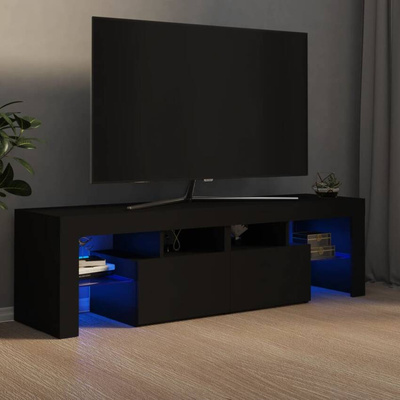 vidaXL Szafka pod TV z oświetleniem LED, czarna, 140x36,5x40 cm