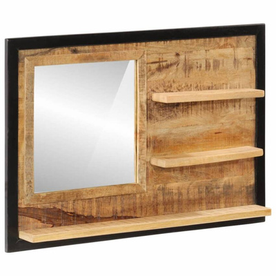 vidaXL Lustro z półkami, 80x8x55 cm, szkło i lite drewno mango