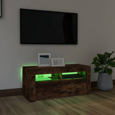 vidaXL Szafka pod TV z oświetleniem LED, przydymiony dąb, 90x35x40 cm