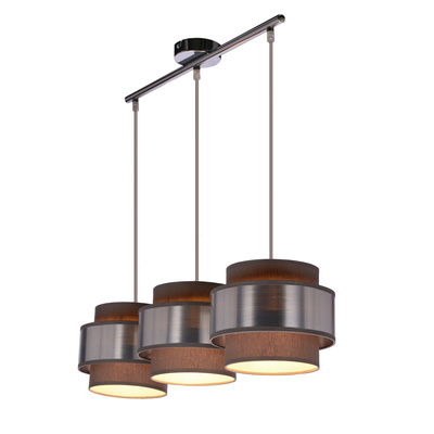 Lampa wisząca z abażurami Hare chromowa potrójna szary abażur do jadalni