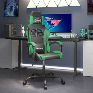 vidaXL Obrotowy fotel gamingowy, czarno-zielony, sztuczna skóra model standard