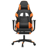 vidaXL Fotel gamingowy z podnóżkiem, czarno-pomarańczowy