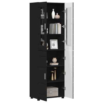 Highboard FLORIN 60 x 35 x 182 cm Czarny Drewno inżynieryjne