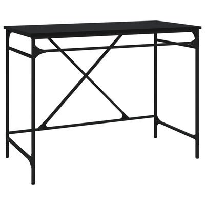 vidaXL Biurko, czarne, 100x50x75 cm, materiał drewnopochodny i żelazo