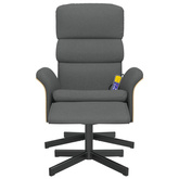 vidaXL Rozkładany fotel masujący z podnóżkiem, ciemnoszary, tkanina