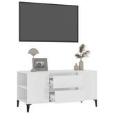 Szafka pod TV, wysoki połysk, biała, 102x44,5x50 cm vidaXL