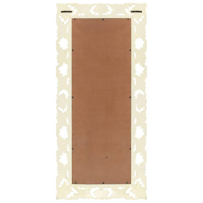 vidaXL Lustro w ręcznie rzeźbionej, białej ramie, 110x50 cm, mango