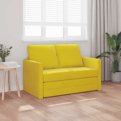 Sofa podłogowa 2-w-1, ciemnożółta, 122x204x55 cm, aksamit