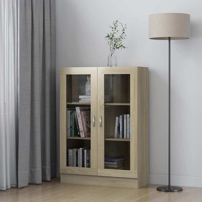 Witryna, dąb sonoma, 82,5x30,5x115 cm, materiał drewnopochodny