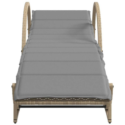 vidaXL Leżaki ze stolikiem, 2 szt., beżowe, polirattan model standard