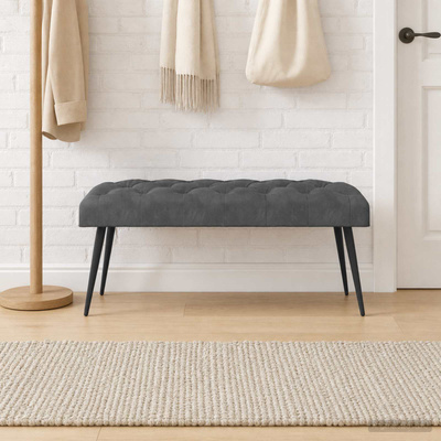 Ławka z guzikami ciemnoszary 110 x 40 x 46 cm Welur