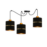 Lampa wisząca z abażurami Assam czarna ze złotym pasem potrójna nowoczesna do salonu