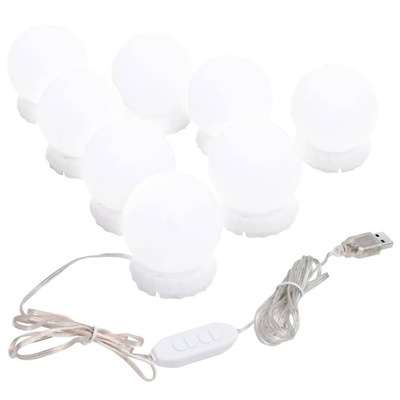 Lustro z lampami LED, 90x45 cm, szklane, z łukiem vidaXL