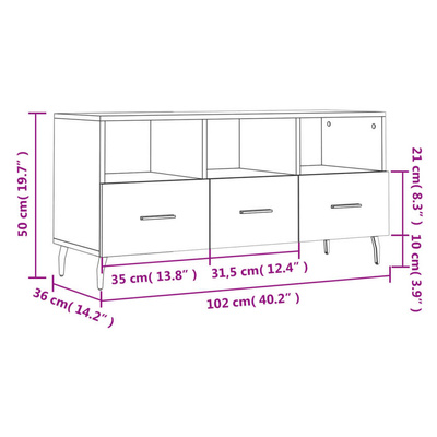 vidaXL Szafka pod TV, biała, 102x36x50 cm, materiał drewnopochodny wariant 7