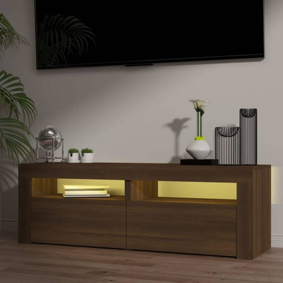 vidaXL Szafka pod TV z oświetleniem LED, brązowy dąb, 120x35x40 cm