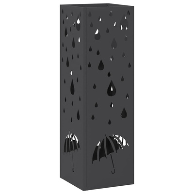 Stojak na Parasol Deszczowy Czarny 15,5 x 15,5 x 49 cm Stal