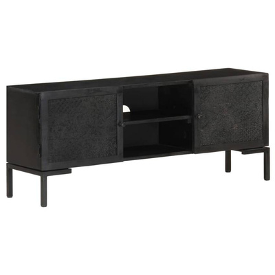 vidaXL Szafka pod TV, czarna, 115x30x46 cm, lite drewno mango
