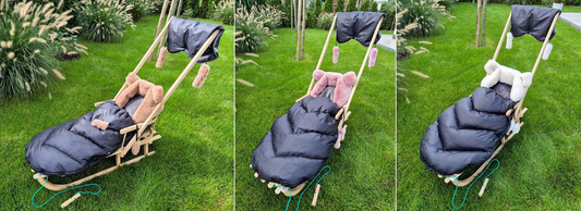 Love gifts Sanki ze śpiworkiem+ Mufki/Brąz