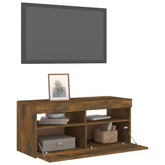 Szafka pod TV z oświetleniem LED, przydymiony dąb, 90x35x40 cm vidaXL