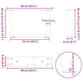 Nogi do stolika kawowego w kształcie litery V 2 szt. Czarne 60x(30-31,3) cm Stal