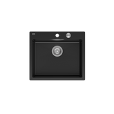 MORGAN 110 GraniteQ zlewozmywak pure carbon z syfonem Push To Open stal szlachetna 1-komorowy b/o + zaczepy 4 szt