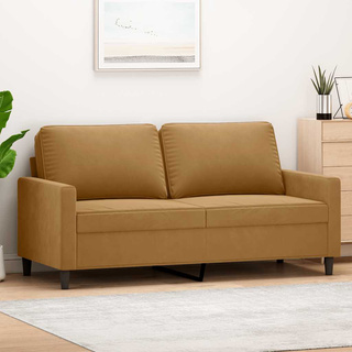 Sofa 2-osobowa, brązowa, 140 cm, tapicerowana aksamitem